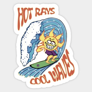 Hot Rays Cool Waves-surfing summer Sticker